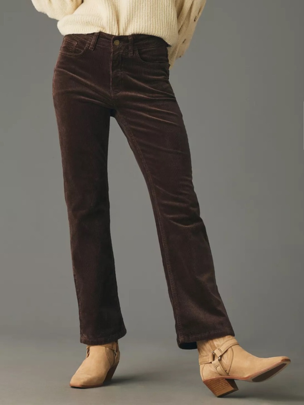 Anthropologie Pilcro The Yaya Mid-Rise Corduroy Crop Flare Jeans size 28 - Picture 1 of 10
